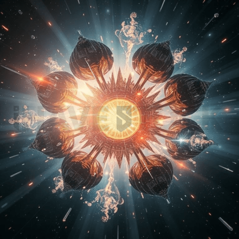 Celestial Hologram Compression Shatter Background