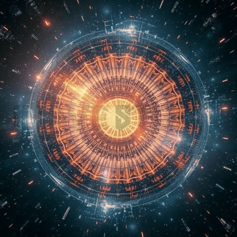 Celestial Hologram Chaotic Mosaic Background