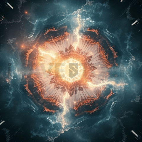 Celestial Hologram Abyssal Fold Background