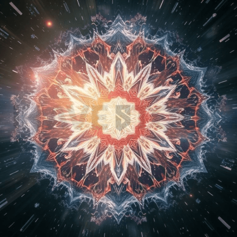 Celestial Hologram Crystal Bloom Background