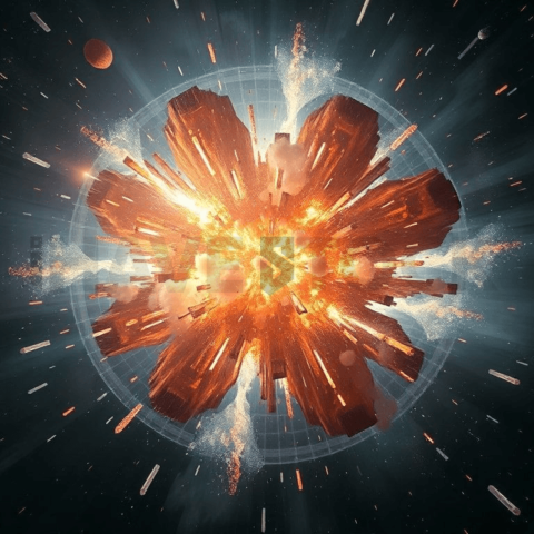 Celestial Hologram Fragment Explosion Background