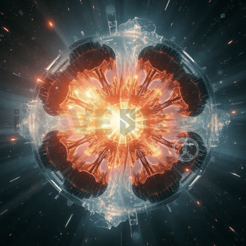 Celestial Hologram Pressure Fracture Background