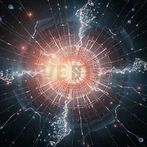 Celestial Hologram Micro Crack Web Background