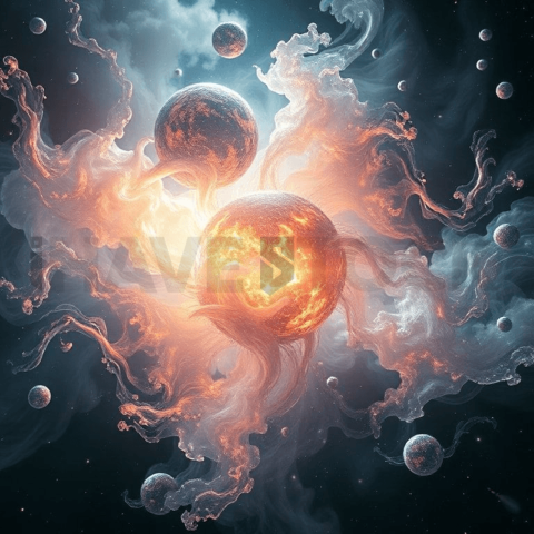 Celestial Hologram Turbulent Flow Background