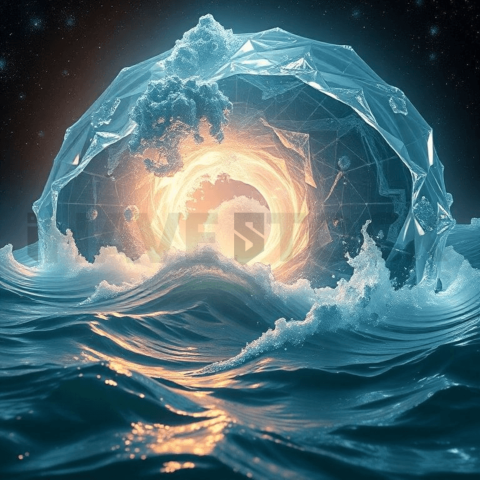 Celestial Hologram Wave Vortex Background