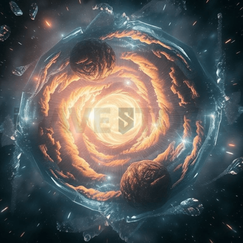 Celestial Hologram Vortex Collapse Background