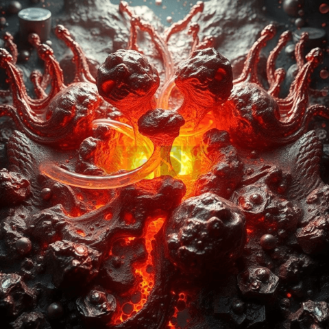 Copper Melt Chaotic Mosaic Background