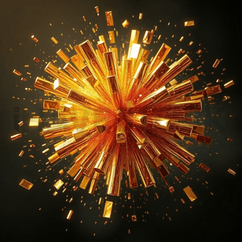 Gold Foil Fragment Explosion Background