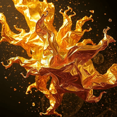 Gold Foil Turbulent Flow Background