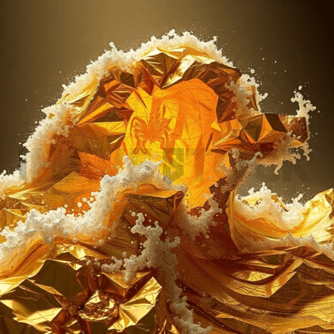 Gold Foil Wave Collapse Background