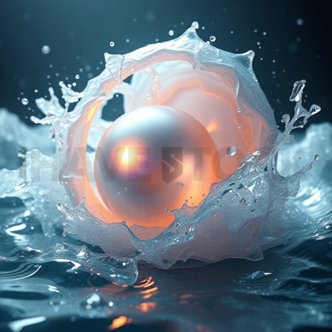 Iridescent Pearl Wave Collapse Background