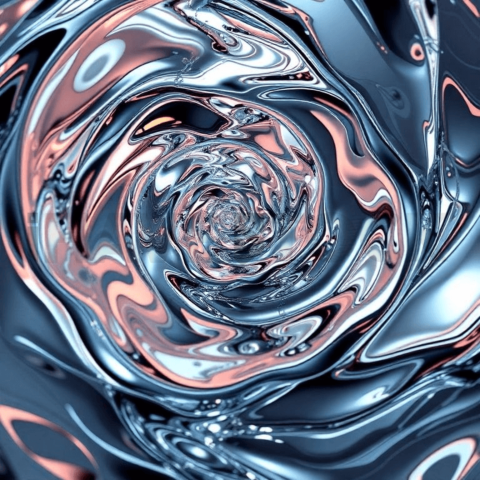 Liquid Chrome Spiral Displacement Background