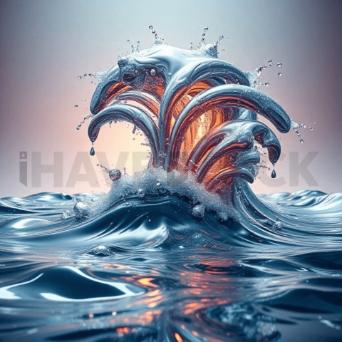 Liquid Chrome Wave Collapse Background