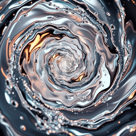 Liquid Mercury Spiral Displacement Background