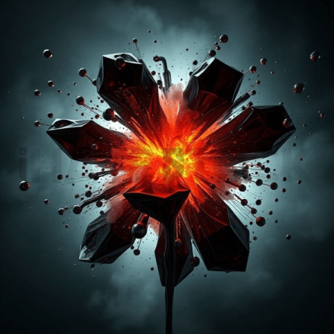 Obsidian Glass Fractal Explosion Background