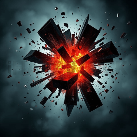 Obsidian Glass Fragment Explosion Background