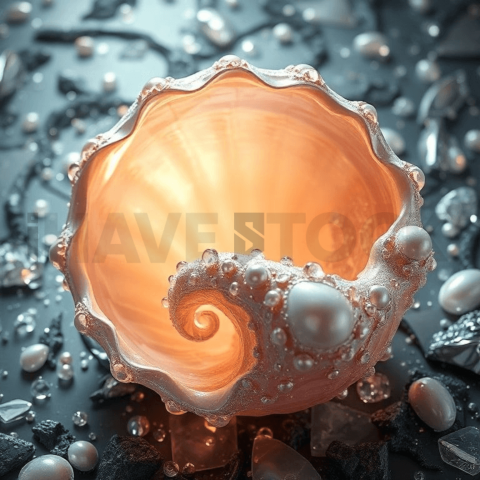 Pearlescent Shell Chaotic Mosaic Background