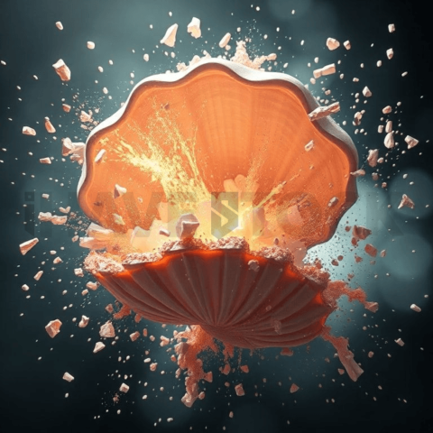 Pearlescent Shell Fragment Explosion Background