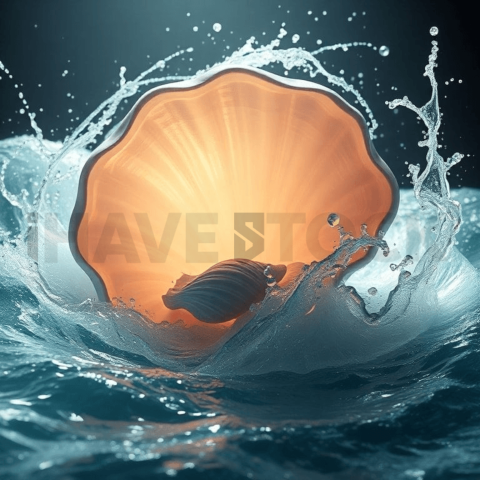 Pearlescent Shell Wave Vortex Background