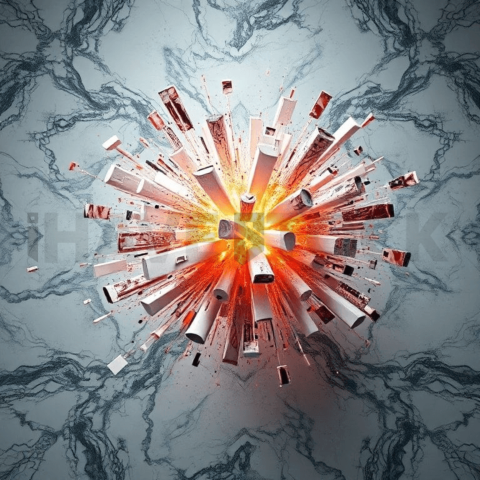 Polished Marble Fragment Explosion Background