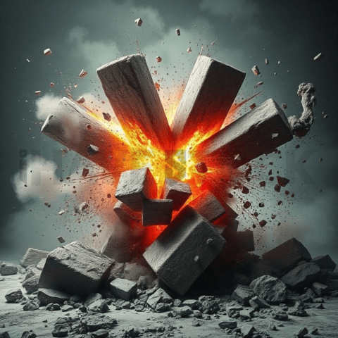 Raw Cement Fragment Explosion Background