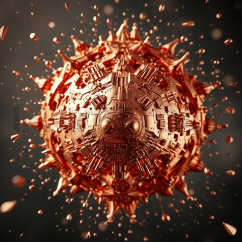 Rose Gold Metal Chaotic Mosaic Background