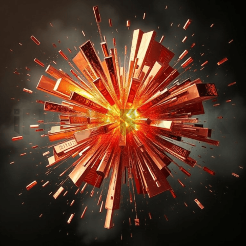 Rose Gold Metal Fragment Explosion Background