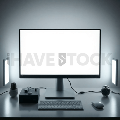 Cinematic landing page   UI concept — desktop monitor screen 100  empty mockup screen, digital product design studio — premium digital advertising asset #0225