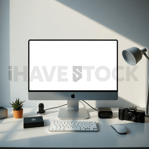 Cinematic landing page   UI concept — desktop monitor screen 100  empty mockup screen, digital product design studio — premium digital advertising asset #0239