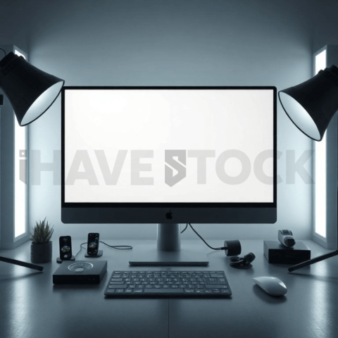 Cinematic landing page   UI concept — desktop monitor screen UI concept screen (shape layout, no text), digital product design studio — premium digital advertising asset #0268