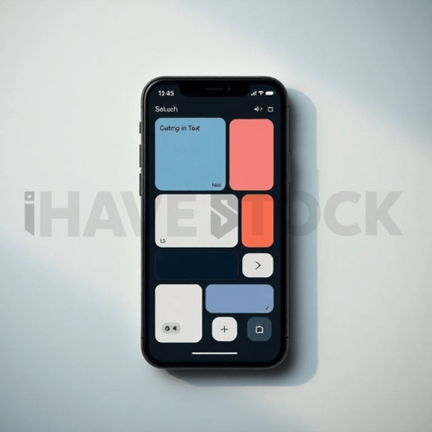 Cinematic landing page   UI concept — smartphone screen UI concept screen (shape layout, no text), digital product design studio — premium digital advertising asset #0228