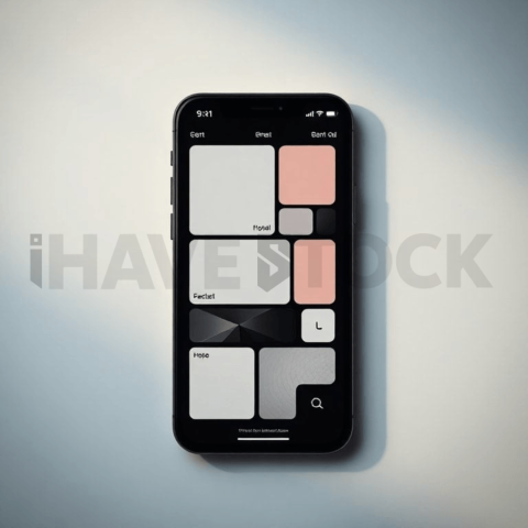 Cinematic landing page   UI concept — smartphone screen UI concept screen (shape layout, no text), digital product design studio — premium digital advertising asset #0214