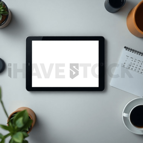 Cinematic landing page   UI concept — tablet screen 100  empty mockup screen, creative startup workspace — premium digital advertising asset #0213