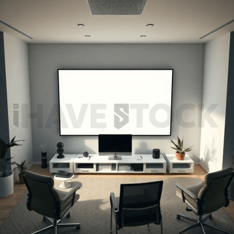 Cinematic landing page   UI concept — ultrawide display screen 100  empty mockup screen, creative startup workspace — premium digital advertising asset #0215