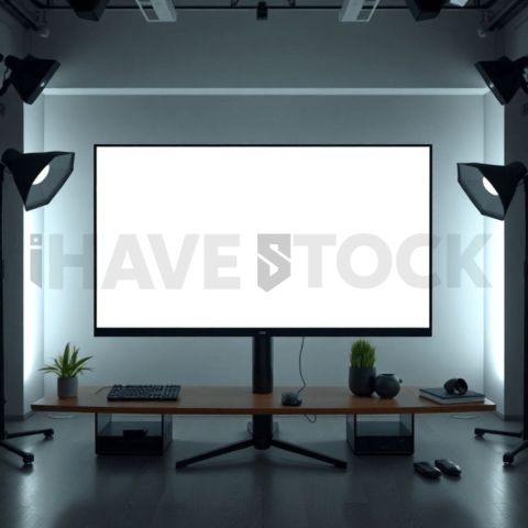 Cinematic landing page   UI concept — ultrawide display screen 100  empty mockup screen, digital product design studio — premium digital advertising asset #0211