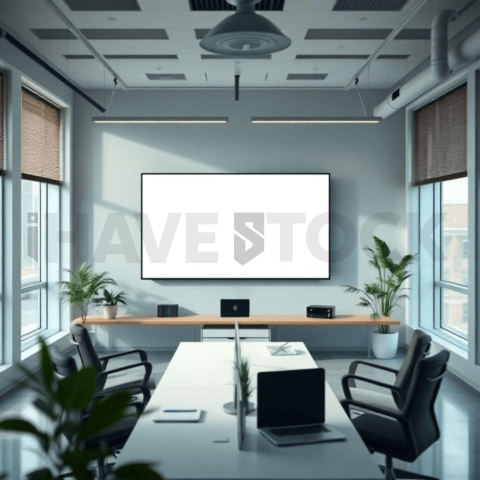 Cinematic landing page   UI concept — ultrawide display screen 100  empty mockup screen, modern SaaS office environment — premium digital advertising asset #0249