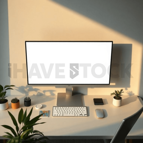 Cinematic landing page   UI concept — ultrawide display screen 100  empty mockup screen, premium minimalist workspace — premium digital advertising asset #0217