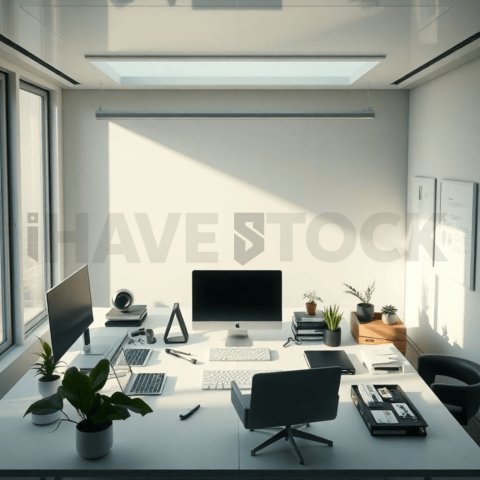 Cinematic landing page   UI concept — ultrawide display screen UI concept screen (shape layout, no text), clean tech workspace with natural light — premium digital advertising asset #0230