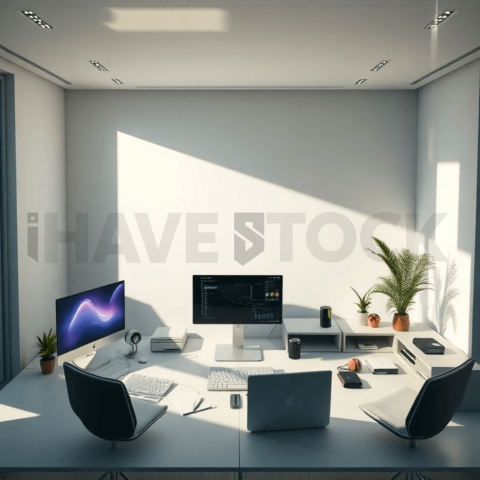 Cinematic landing page   UI concept — ultrawide display screen UI concept screen (shape layout, no text), clean tech workspace with natural light — premium digital advertising asset #0242