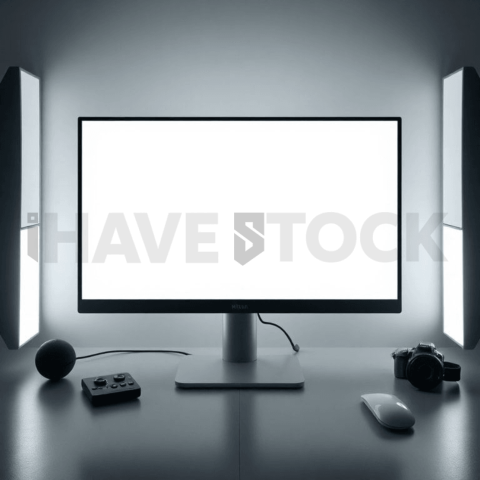 Cinematic landing page   UI concept — desktop monitor screen 100  empty mockup screen, digital product design studio — premium digital advertising asset #0313