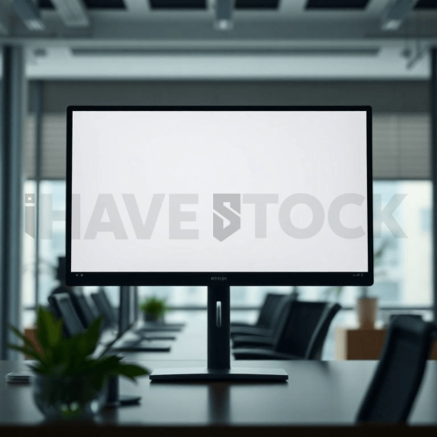 Cinematic landing page   UI concept — desktop monitor screen 100  empty mockup screen, modern SaaS office environment — premium digital advertising asset #0303