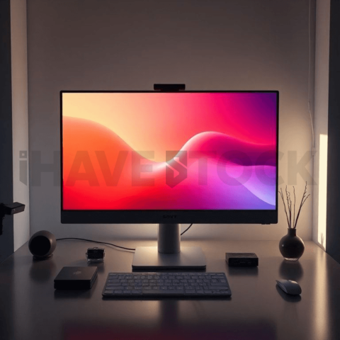 Cinematic landing page   UI concept — desktop monitor screen UI concept screen (shape layout, no text), digital product design studio — premium digital advertising asset #0296