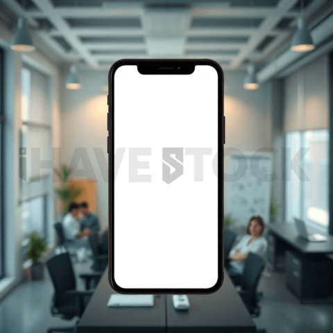Cinematic landing page   UI concept — smartphone screen 100  empty mockup screen, modern SaaS office environment — premium digital advertising asset #0299