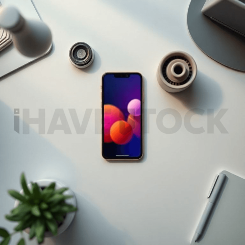 Cinematic landing page   UI concept — smartphone screen UI concept screen (shape layout, no text), premium minimalist workspace — premium digital advertising asset #0304