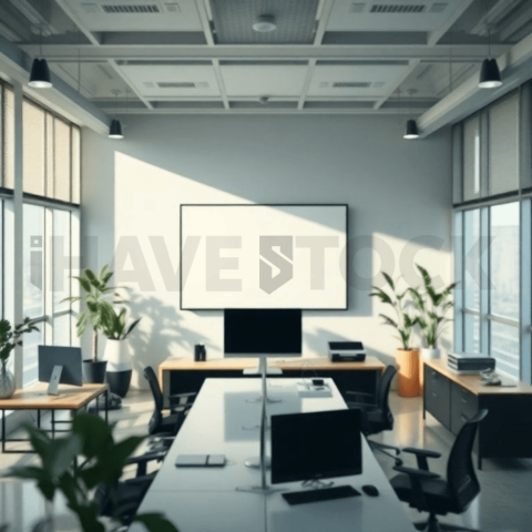 Cinematic landing page   UI concept — ultrawide display screen 100  empty mockup screen, modern SaaS office environment — premium digital advertising asset #0295