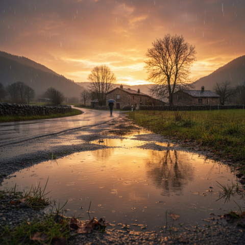 Rainy Landscape With Puddles   Weather & Atmosphere N&L ATM 0101