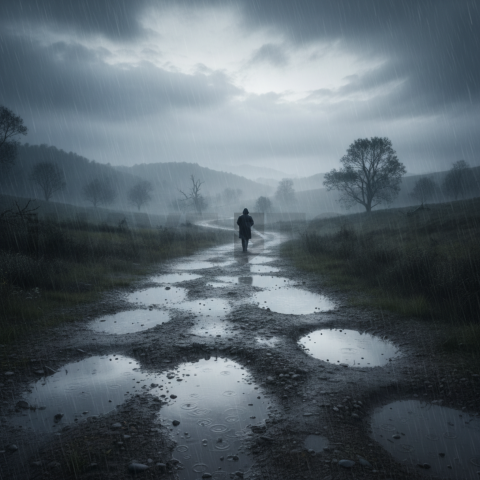 Rainy Landscape With Puddles   Weather & Atmosphere N&L ATM 0088