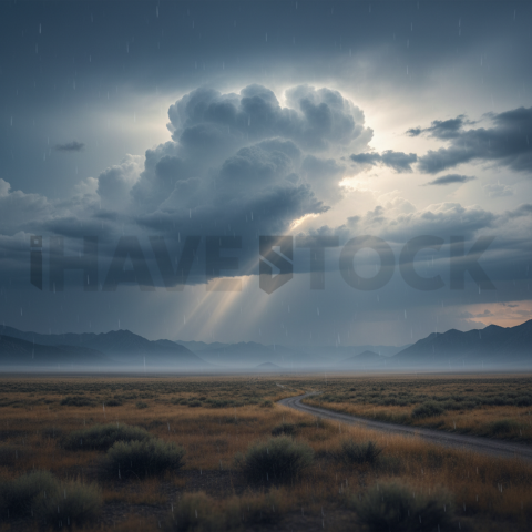 Thunderstorm Over Open Plain   Weather & Atmosphere N&L ATM 0087