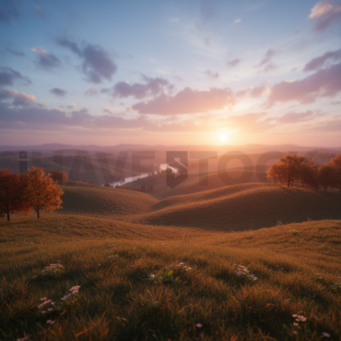 Rolling Hills Under Blue Sky   Fields & Countryside