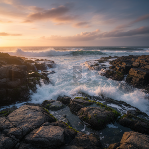 Waves Crashing On Rocks   Beaches & Oceans N&L OCN 0048 N&L OCN 0043 N&L OCN 0048